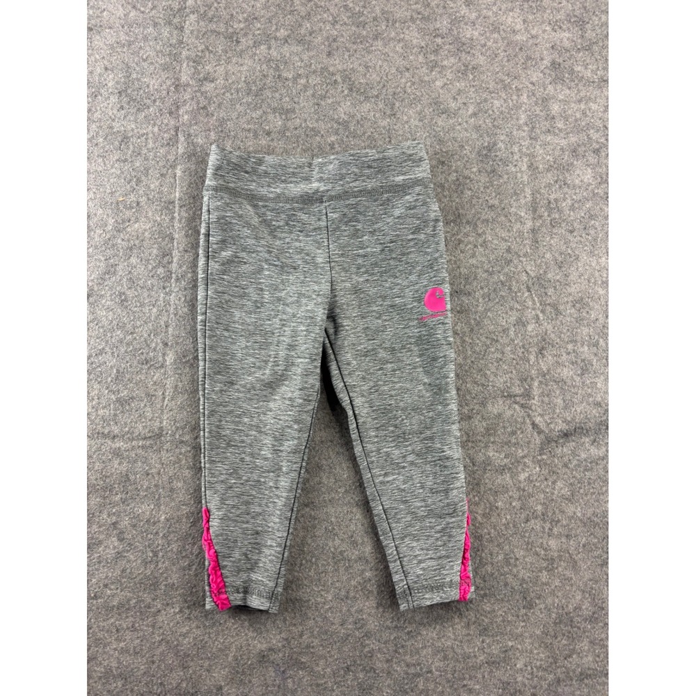 Carhartt Baby Girl Gray Heather Pink Logo Ruffle Hem Leggings 12M